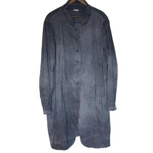 :42: Annette Gortz Grey Linen Blend Full Length Indoor Coat.